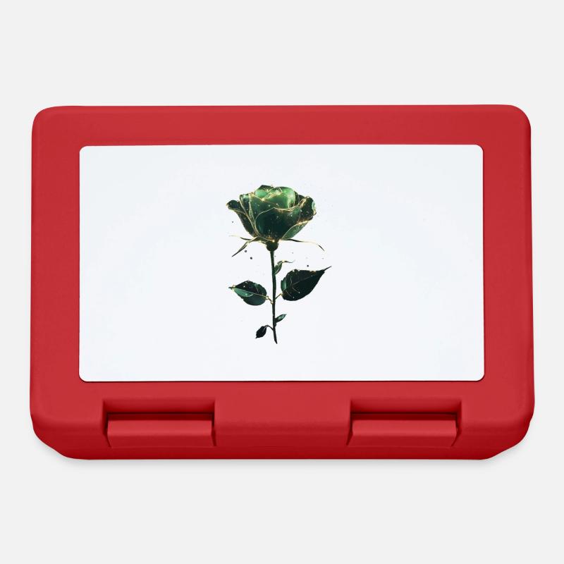 Grüne Rose - Brotdose - Rot