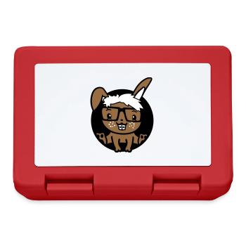 Bunny Nerd Geek Horn-Rimmed Glasses Hole Freak Intelligent - Lunchbox - red - Front