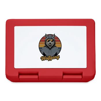Wolfgang, Der Coole Wolf Im Hoodie Mit - Brotdose - Rot - Vorne