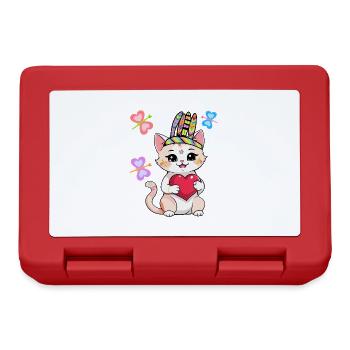 Hippie Katze Katzen Kinder Kind Hippies - Brotdose - Rot - Vorne