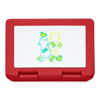 Retro Katzen Katze Vintage 80er 90er - Brotdose - Rot - Vorne
