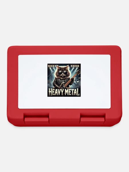 Heavy Metal Katze mit Gitarre - Brotdose - Rot