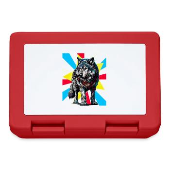 Wolf Wölfe Tattoo - Brotdose - Rot - Vorne