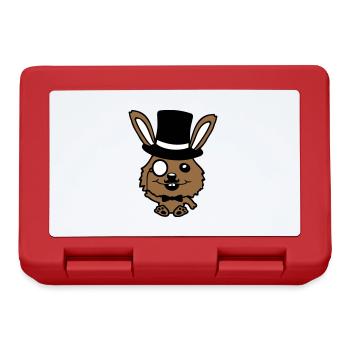 Sir Hase Monokel Brille Bart Zylinder Hut Mr. Herr - Brotdose - Rot - Vorne