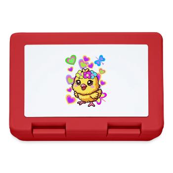 Easter Spring Chick Retro 80s 90s Kids Chicken - Lunchbox - red - Front