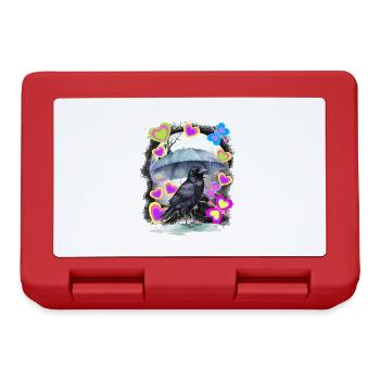 Spring Raven Retro Raven Crow Crows Vintage - Lunchbox - red - Front