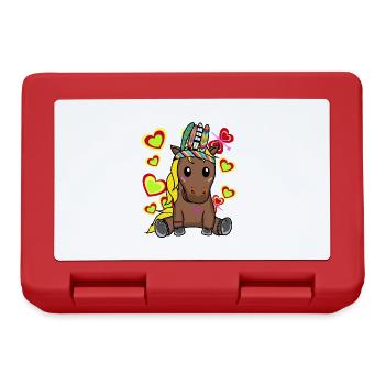 Hippie Pferd Pferde Pony Kinder Kind - Brotdose - Rot - Vorne