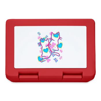 Retro Summer Cat Cats Vintage Kids Child - Lunchbox - red - Front