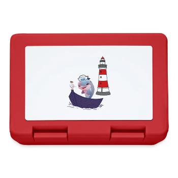 Delphin Fisch Fische maritim Kinder Kind Boot - Brotdose - Rot - Vorne