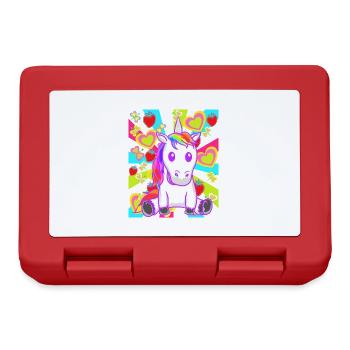 Sommer Retro Einhorn Einhörner Erdbeeren Obst - Brotdose - Rot - Vorne