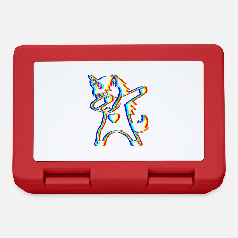 Glitch Dab Einhorn – Trendy Fantasy - Brotdose - Rot