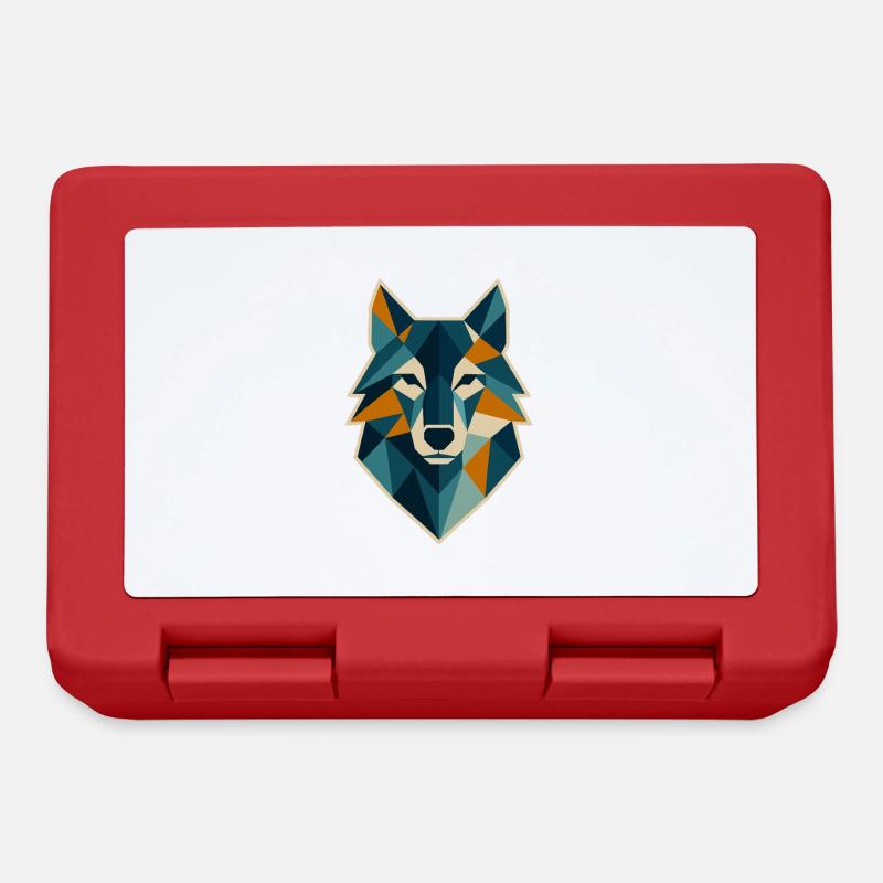Tête de loup géométrique style polygone - Boîte à goûter - rouge