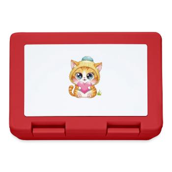 Chaton mignon avec cœur et chapeau - Boîte à goûter - rouge - Devant