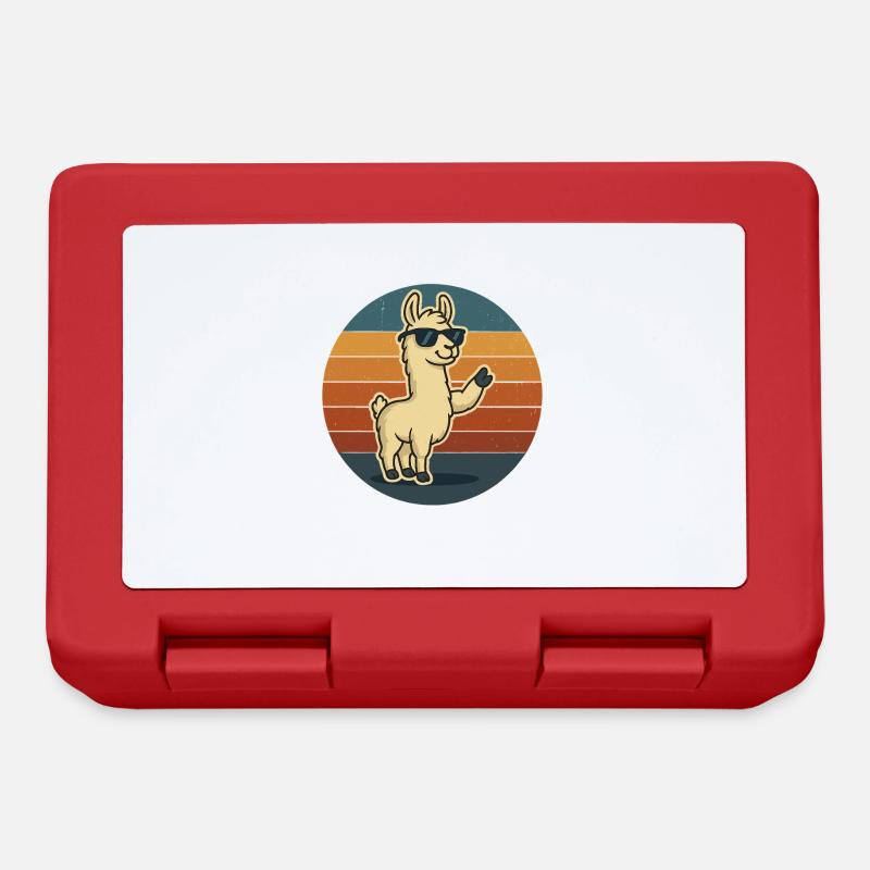 Cool llama with sunglasses and peace - Lunchbox - red