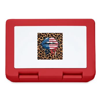Leopard Lips with USA Flag - Lunchbox - red - Front