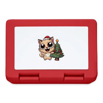 Crazy and funny cat with a christmas ba - Lunchbox - red - Front