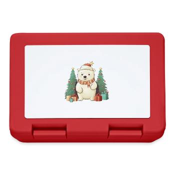 Cute Christmas Polar Bear - Lunchbox - red - Front