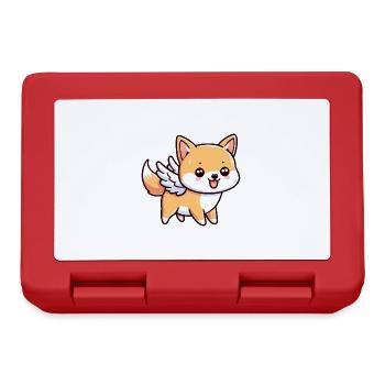 Süßer Shiba Inu-Engel im Comic-Stil - Brotdose - Rot - Vorne