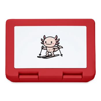 Cute axolotl skiing in winter in the - Lunchbox - red - Front