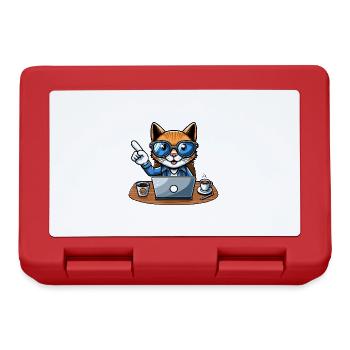 Cat and tomcat in the office - with coffee CEO - Lunchbox - red - Front