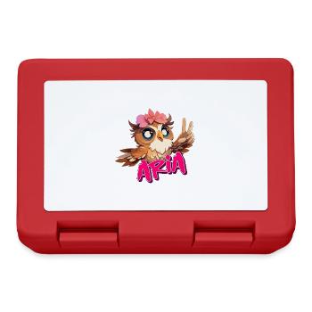 ARIA - Beau nom de fille avec un hibou mignon - Boîte à goûter - rouge - Devant