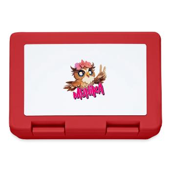 MONIKA - Beau nom de fille avec hibou mignon - Boîte à goûter - rouge - Devant