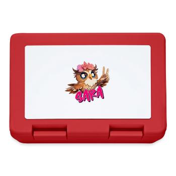 SARA - Beautiful girl name with cute OWL - Lunchbox - red - Front