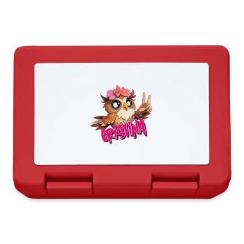 CRISTINA - Beau prénom de fille avec hibou mignon - Boîte à goûter - rouge - Devant
