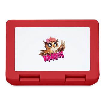 DAMARIS - Beau nom de fille avec un hibou mignon - Boîte à goûter - rouge - Devant