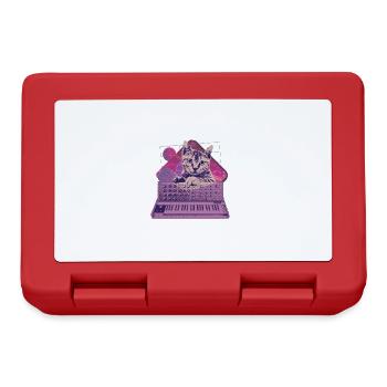 Rétro Synthétiseur Chat Vaporwave Analogique Esthétique - Boîte à goûter - rouge - Devant