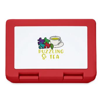 Puzzling and Tea Jigsaw Puzzle Hobby - Lunchbox - red - Front