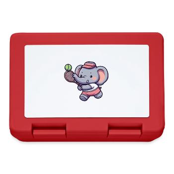 Éléphant mignon en tant que joueur de tennis - - Boîte à goûter - rouge - Devant