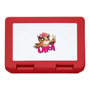 LARA - Beautiful Girl Name with Cute OWL - Lunchbox - red - Front