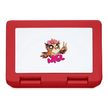 MEL - Beau nom de fille avec hibou mignon - Boîte à goûter - rouge - Devant