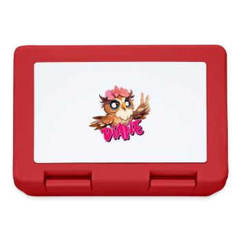 DIANE - Beau nom de fille avec un hibou mignon - Boîte à goûter - rouge - Devant