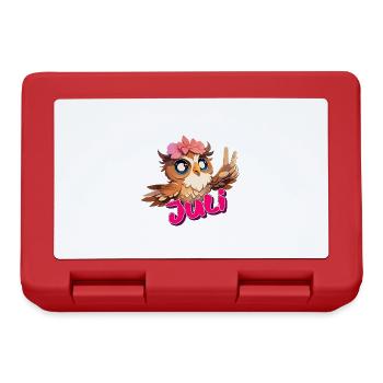 JULY - Beautiful girl name with cute OWL - Lunchbox - red - Front