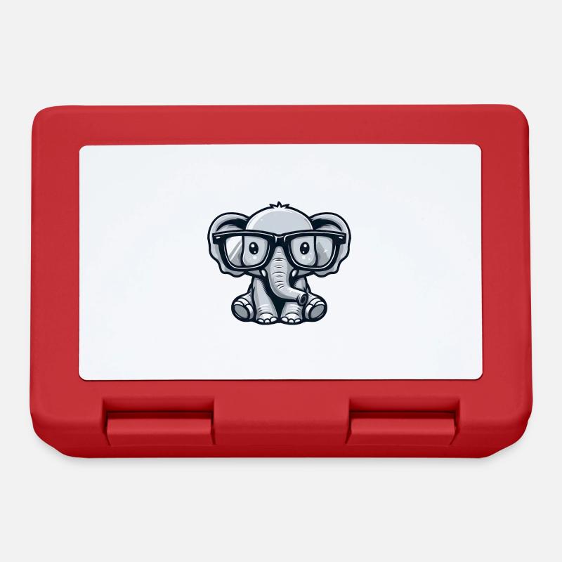 Nerdiger Elefant mit Brille - Brotdose - Rot