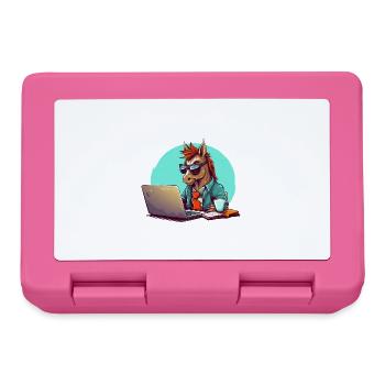 Pferde-Power CEO - Kaffee und Laptop im Business - Brotdose - Pink - Vorne