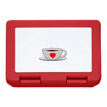 Tasse Herz Frühaufsteher Morgens Kaffee - Brotdose - Rot - Vorne
