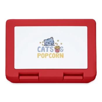 Cats and Popcorn Cute Kitty Popcorn and Movies - Lunchbox - red - Front