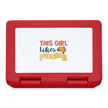 Girl Likes Puzzling Funny Saying Hobby Jigsaw - Lunchbox - red - Front