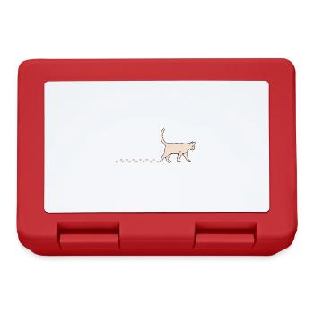 Cute Cat Waddling Kitty Paws Footprints - Lunchbox - red - Front