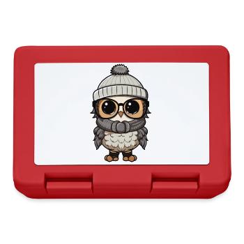 Eule Winter Cozy - Brotdose - Rot - Vorne