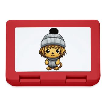 Lion Animal Bébé Bande Dessinée Hiver - Boîte à goûter - rouge - Devant