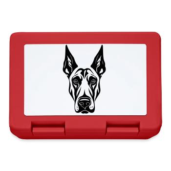 Doberman Hund Kopf - Brotdose - Rot - Vorne