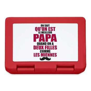 Papa Avec Deux Filles Fête Des Pères Cadeau - Boîte à goûter - rouge - Devant
