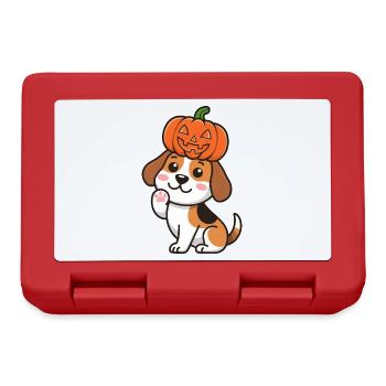Süßer Halloween-Kürbis Beagle Cartoon Hund - Brotdose - Rot - Vorne