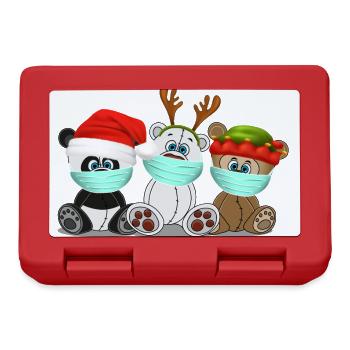 Xmas grizzly polar panda bear with face mask - Lunchbox - red - Front