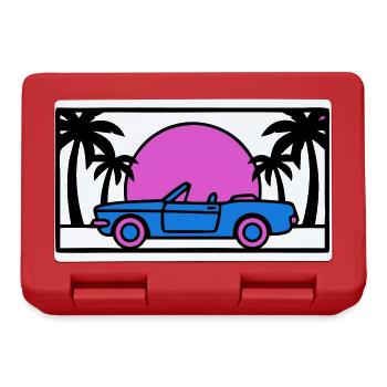 Convertible Palm Trees Sunset Graphic - Lunchbox - red - Front