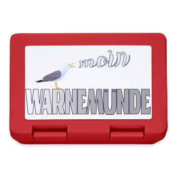 Warnemünde Möwe mit Moin Ostee - Brotdose - Rot - Vorne
